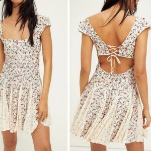 FREE PEOPLE ponderosa mini dress in peach combo